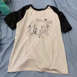 Kids Graphic Raglan Tee in Black and Gray